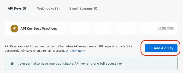 Add Chargebee API key