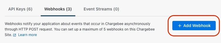 Add Chargebee webhook
