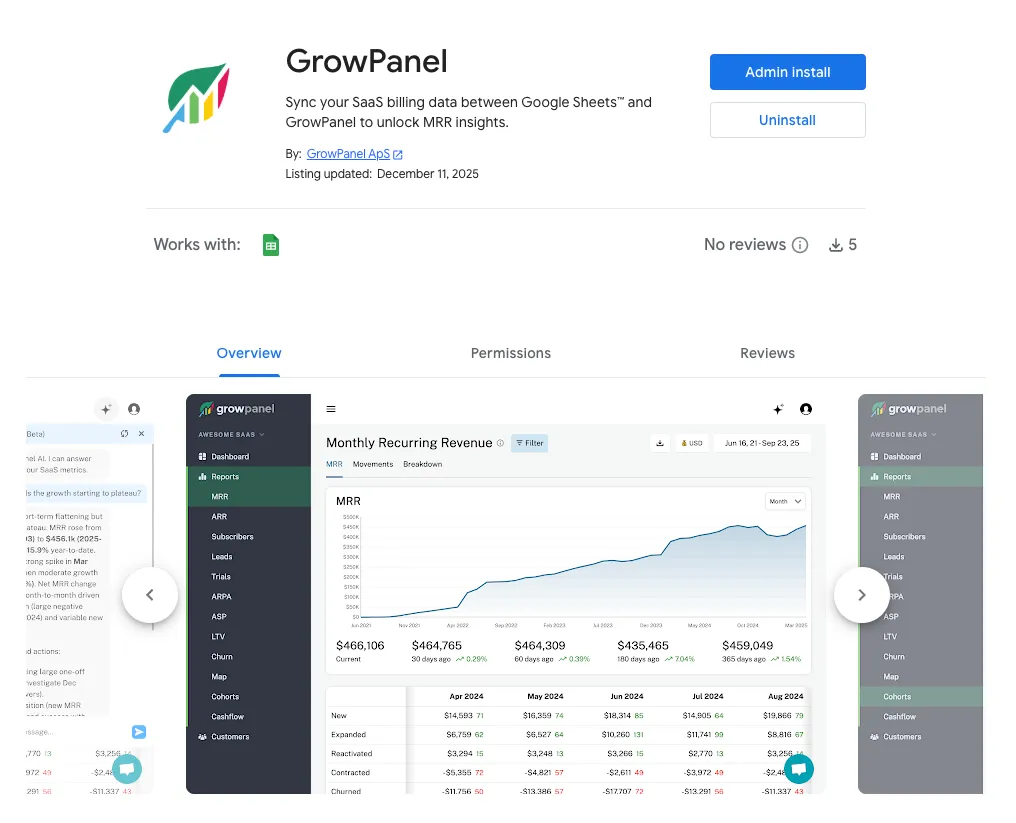 Install Google Sheets source
