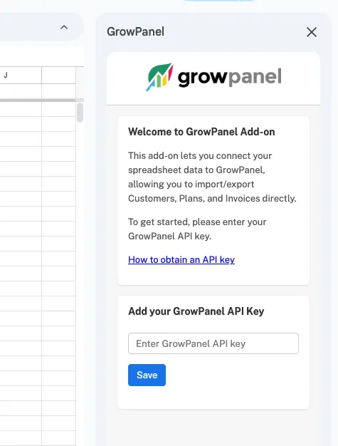 Google Sheets sidebar