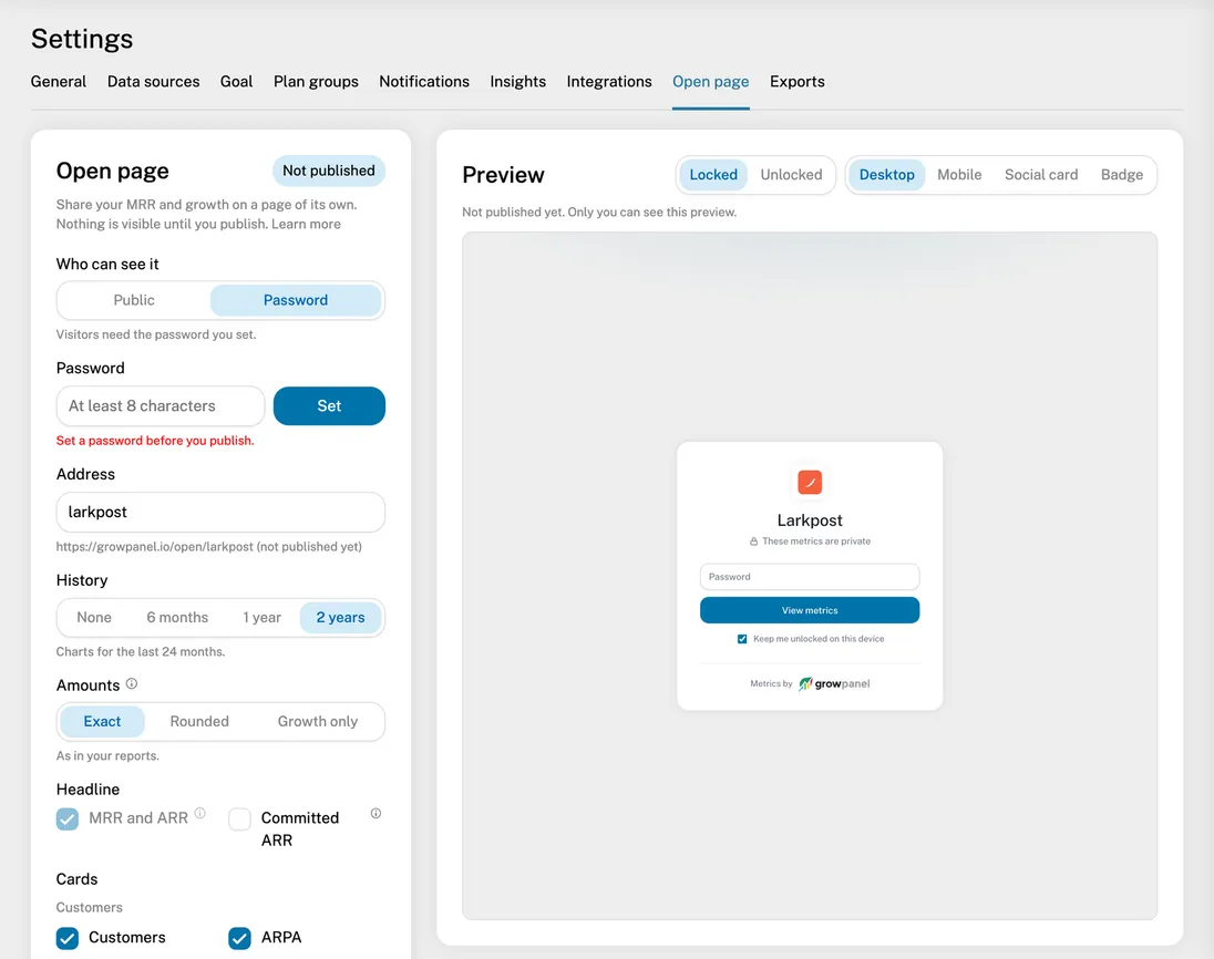 Password selected, with the password field and the lock screen in the preview