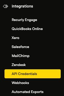 Recurly integrations menu