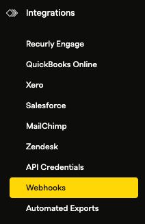 Recurly Webhooks section